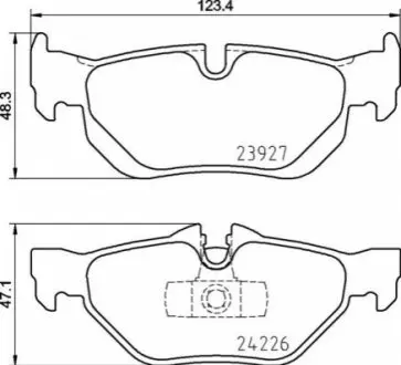 Комплект гальмівних колодок задн, BMW 1 (E81), 1 (E87), 1 (E88) 2.0/3.0 09.06-12.13 BREMBO P06105