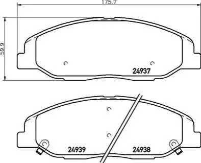 Комплект гальмівних колодок передн, CADILLAC CTS, CTS SPORT, STS 2.8-3.6ALK 01.08 BREMBO P09016