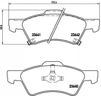 Комплект гальмівних колодок передн, CHRYSLER RAM VAN, VOYAGER III, VOYAGER IV DODGE CARAVAN, GRAND 2.0-3.8 01.95-07.09 BREMBO P11015