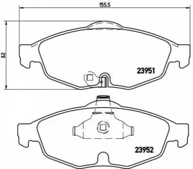 Комплект гальмівних колодок передн, CHRYSLER SEBRING DODGE STRATUS II 2.0/2.4/2.7 10.00-06.07 BREMBO P11016