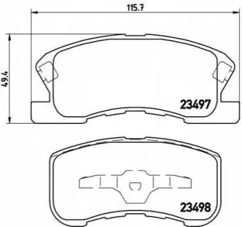 Комплект гальмівних колодок передн, DAIHATSU MOVE, SIRION, YRV TOYOTA DUET 1.0/1.3 04.98 BREMBO P16008