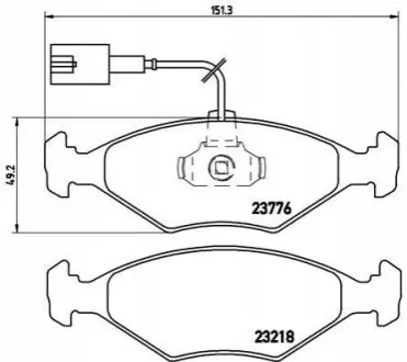 Комплект гальмівних колодок передн, FIAT PALIO, SIENA 1.0-1.7D 04.96 BREMBO P23122