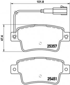 Комплект гальмівних колодок задн Abarth Grande Punto, Punto, Punto Evo Fiat Grande Punto, Punto, Punto Evo 0.9-1.6D 05.08- BREMBO P23142 (фото 1)