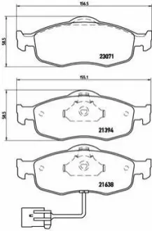 Комплект гальмівних колодок передн, FORD COUGAR, MONDEO I, MONDEO II, SCORPIO I, SCORPIO II FORD USA CONTOUR 1.6-2.9 09.86-12.01 BREMBO P24034