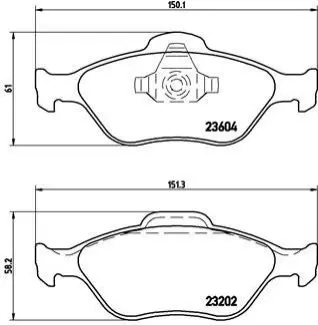 Гальмівні колодки - тюнінг, передн, дозвіл: Так, FORD FIESTA, FIESTA IV, FIESTA V, FUSION, KA, PUMA, STREET KA MAZDA 121 III, 2 1.0-1.8D 08.95-11.13 BREMBO P24055X