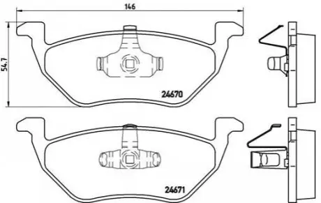 Комплект гальмівних колодок задн, FORD MAVERICK FORD USA ESCAPE MAZDA TRIBUTE 2.0-3.0 03.00 BREMBO P24085