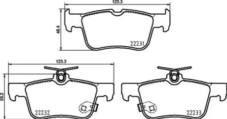 Комплект гальмівних колодок задн (без комплектуючих), FORD FOCUS IV, GALAXY III, GALAXY MK III, KUGA II, KUGA III, MONDEO V, S-MAX FORD USA EDGE, FUSION 1.0-2.5H 09.12 BREMBO P24 217