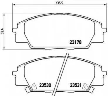 Комплект гальмівних колодок передн, ACURA RSX HONDA CIVIC VII, CIVIC VIII, S2000 2.0/2.2 03.99 BREMBO P28032