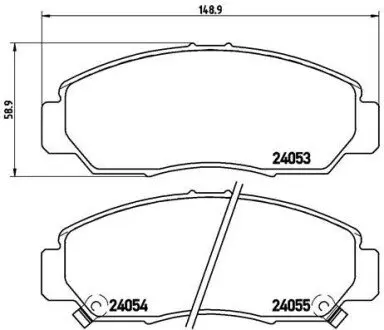 Комплект гальмівних колодок передн, HONDA ACCORD VII, CIVIC VII, CIVIC VIII, FR-V, STREAM 1.6-2.4 05.01-05.13 BREMBO P28047