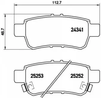 Комплект гальмівних колодок задн, HONDA CROSSROAD, ODYSSEY 1.8/3.5 07.02 BREMBO P28062