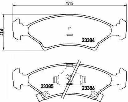 Комплект гальмівних колодок передн, KIA SEPHIA, SEPHIA II, SHUMA, SHUMA I 1.5/1.6/1.8 09.93 BREMBO P30009