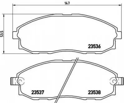 Комплект гальмівних колодок передн, HYUNDAI H-1, H-1 / STAREX, H100, PORTER 2.4/2.5D/2.6D 06.97 BREMBO P30010