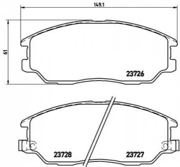 Комплект гальмівних колодок передн, HYUNDAI EQUUS / CENTENNIAL, TERRACAN KIA OPIRUS SSANGYONG RODIUS I, RODIUS II, STAVIC 2.0D-4.5 10.99 BREMBO P30028