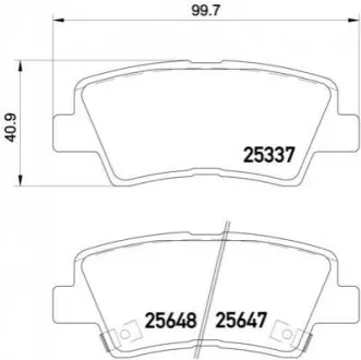 Комплект гальмівних колодок задн, HYUNDAI GRANDEUR KIA OPTIMA SSANGYONG KORANDO, TIVOLI, XLV 1.5-Electric 04.05 BREMBO P30054