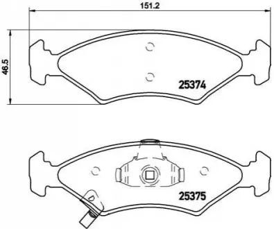 Комплект гальмівних колодок передн, KIA SHUMA I, SPORTAGE 1.5/2.0/2.0D 04.94-08.03 BREMBO P30062