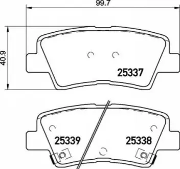 Комплект гальмівних колодок задн (з комплектуючими), HYUNDAI ACCENT V, BAYON, CRETA, ELANTRA VI, I10 II, I10 III, I20 ACTIVE, I20 II, I20 III, I30, KONA, SOLARIS, VELOSTER 1.0-Electric 03.11 BREMBO P30094