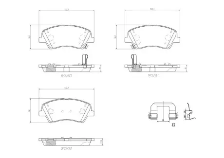 Комплект гальмівних колодок передн, HYUNDAI BAYON, I20 III KIA RIO III, RIO IV, STONIC 1.0-1.6D 10.11 BREMBO P30098