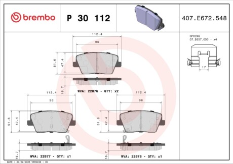 KLOCKI HAMULCOWE TYL BREMBO P30112