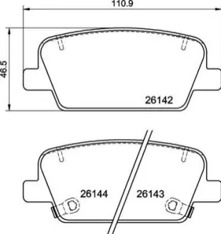 Комплект гальмівних колодок задн (з комплектуючими), HYUNDAI SANTA FE IV 2.0D-3.5 07.18-11.20 BREMBO P30118
