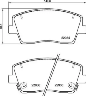 Комплект гальмівних колодок передн, KIA STINGER 2.0 06.17 BREMBO P30119