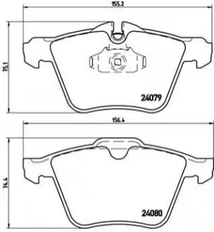 Комплект гальмівних колодок передн, JAGUAR S-TYPE II, XF I, XF SPORTBRAKE, XJ, XK II 2.0-5.0 11.01-12.19 BREMBO P36027
