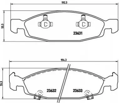 Комплект гальмівних колодок передн, JEEP CHEROKEE, GRAND CHEROKEE II 2.7D-4.7 01.88-09.05 BREMBO P37005