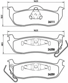 Комплект гальмівних колодок задн, JEEP COMMANDER, GRAND CHEROKEE III 3.0D-5.7 10.04-10.11 BREMBO P37011 Купити в Україні