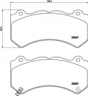 Комплект гальмівних колодок передн, CADILLAC ATS, CTS, CTS SPORT CHEVROLET CAMARO, CORVETTE DODGE CHARGER JEEP GRAND CHEROKEE, GRAND CHEROKEE IV LEXUS LFA NISSAN GT-R 2.0-6.4 12.07 BREMBO P37 018