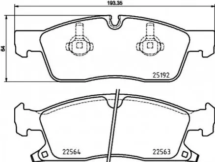 Комплект гальмівних колодок передн, JEEP GRAND CHEROKEE, GRAND CHEROKEE IV 3.0-6.4 11.10 BREMBO P37 022