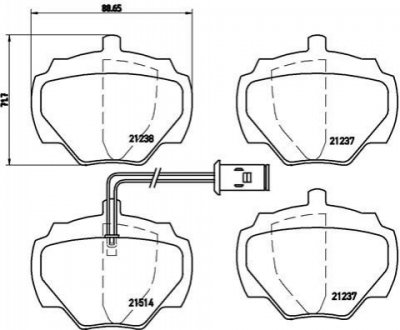 Гальмівні колодки, дискове гальмо (набір) BREMBO P44003 (фото 1)