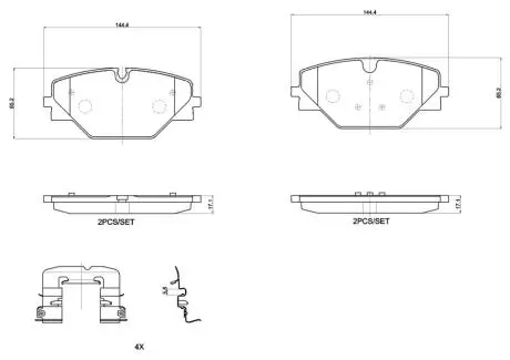 Комплект гальмівних колодок задн (із замком), LAND ROVER RANGE ROVER SPORT III, RANGE ROVER V 3.0DH-4.4H 10.21 BREMBO P44032