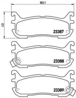Комплект гальмівних колодок задн, FORD USA ESCORT MAZDA 323 C V, 323 F V, MX-5 I, MX-5 II 1.5-2.0 01.93-10.05 BREMBO P49021