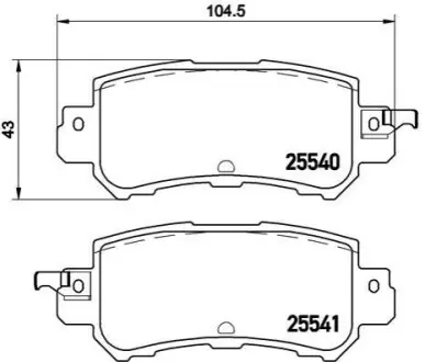 Комплект гальмівних колодок задн (без комплектуючих), MAZDA 2, 3, CX-3, CX-5 1.5-2.5 11.11 BREMBO P49047X