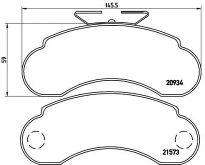 Комплект гальмівних колодок передн, MERCEDES MB (W631), MB (W661), O 100 2.0D/2.4D/2.9D 02.88 BREMBO P50021