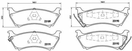 Комплект гальмівних колодок задн, MERCEDES M (W163) 2.3/3.2 02.98-06.05 BREMBO P50040