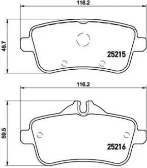 Комплект гальмівних колодок задн, MERCEDES A (W176), CLA (C117), CLA SHOOTING BRAKE (X117), GL (X166), GLE (C292), GLE (W166), GLS (X166), M (W166), SLK (R172) 2.0-5.5 06.11 BREMBO P50100