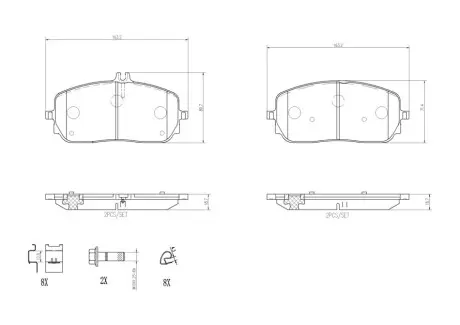 Фото Колодки гальмівні (передні) MB A-class (W177)/B-class (W247)/G-class (W463) 18-/GLA/GLE-class 19- BREMBO (P50 152) зображення 1