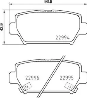 Комплект гальмівних колодок задн, MITSUBISHI ECLIPSE CROSS 1.5-2.4H 10.17 BREMBO P54062