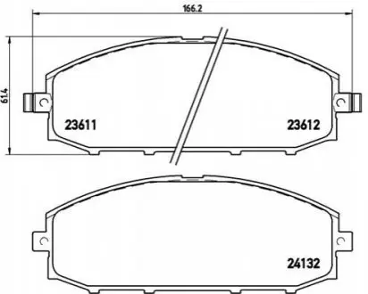 Комплект гальмівних колодок передн, NISSAN PATROL GR V 2.8D-4.8 06.97 BREMBO P56041