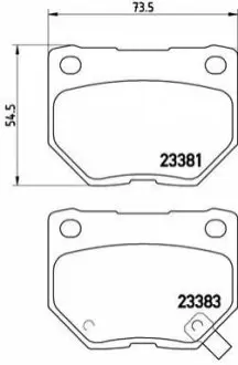 Комплект гальмівних колодок задн, NISSAN 300ZX, SKYLINE 2.5/2.6/3.0 05.90-02.08 BREMBO P56054