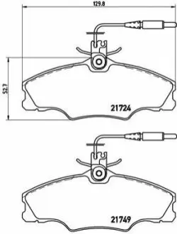 Комплект гальмівних колодок передн, PEUGEOT 406 1.6/1.8/1.9D 11.95-10.04 BREMBO P61056