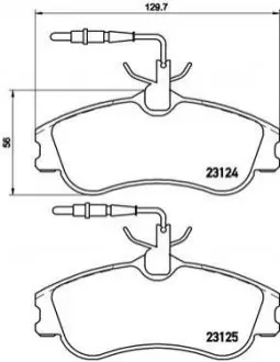 Комплект гальмівних колодок передн, CITROEN BERLINGO, XSARA PEUGEOT 306, PARTNER, PARTNER ORIGIN 1.1-Electric 05.93-12.15 BREMBO P61060