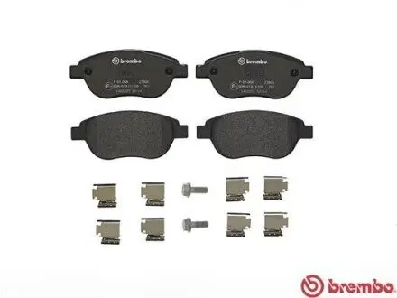 Комплект гальмівних колодок передн, CITROEN BERLINGO, C3 I, C4, C4 I, XSARA, XSARA PICASSO FIAT DOBLO, IDEA LANCIA MUSA PEUGEOT 1007, 206, 207, 307, PARTNER, PARTNER ORIGIN 1.2-2.0D 02.98 BREMBO P61068