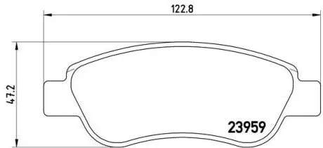 Комплект гальмівних колодок передн, CITROEN C1, C1 II PEUGEOT 107, 108 TOYOTA AYGO 1.0/1.2/1.4D 06.05 BREMBO P61081