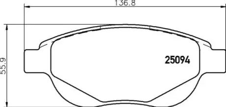 Комплект гальмівних колодок передн, CITROEN C3 I, C4, C4 I, XSARA, XSARA PICASSO PEUGEOT 1007, 206, 207, 307 1.4-2.0D 02.98 BREMBO P61137