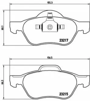 Комплект гальмівних колодок передн, RENAULT LAGUNA, LAGUNA II, LAGUNA III, MEGANE II, SCENIC II, TWINGO II, WIND 1.2-2.0D 03.01-12.15 BREMBO P68029