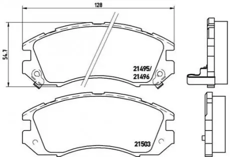 Комплект гальмівних колодок передн, SUBARU IMPREZA, LEGACY I, LEGACY II 1.6-2.2 01.89-12.00 BREMBO P78004