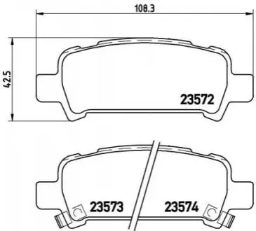 Комплект гальмівних колодок задн, SUBARU FORESTER, IMPREZA, LEGACY III, LEGACY IV, OUTBACK 1.5-3.0 03.94-08.13 BREMBO P78011 Купити в Україні