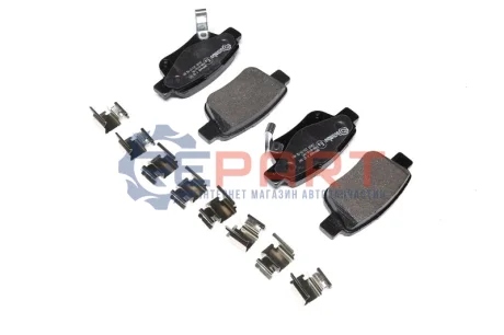 Комплект гальмівних колодок задн, TOYOTA ALPHARD / VELLFIRE, AVENSIS, COROLLA VERSO, PREVIA III 1.6-3.5 01.03 BREMBO P83047