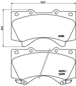 Гальмівні колодки (передні) Toyota Land Cruiser 200 08- (Advics) BREMBO P83107X